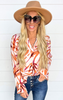 Shades of Rust Printed Button Down Blouse Top - Final Sale