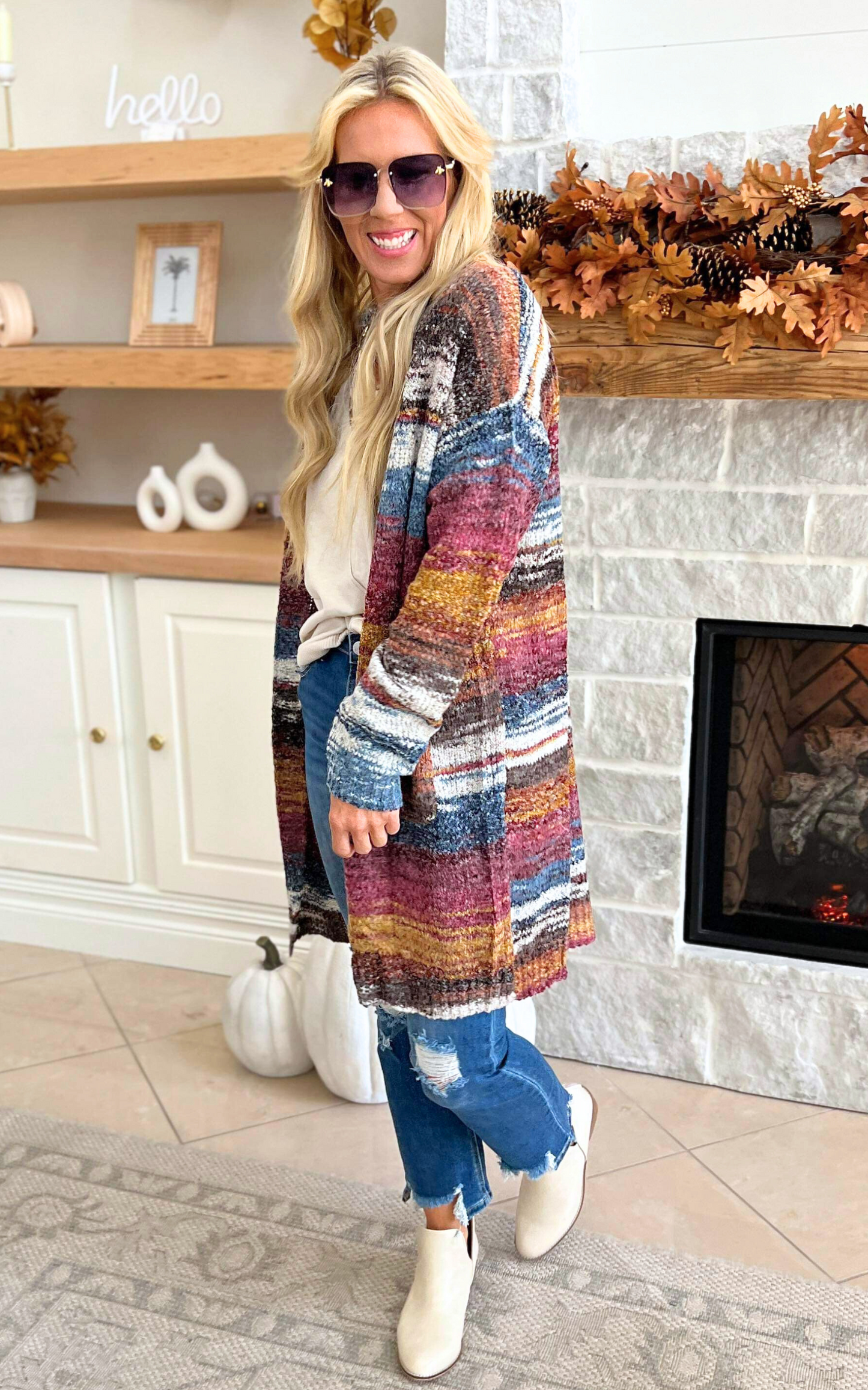 Marbled Knit Long Cardigan