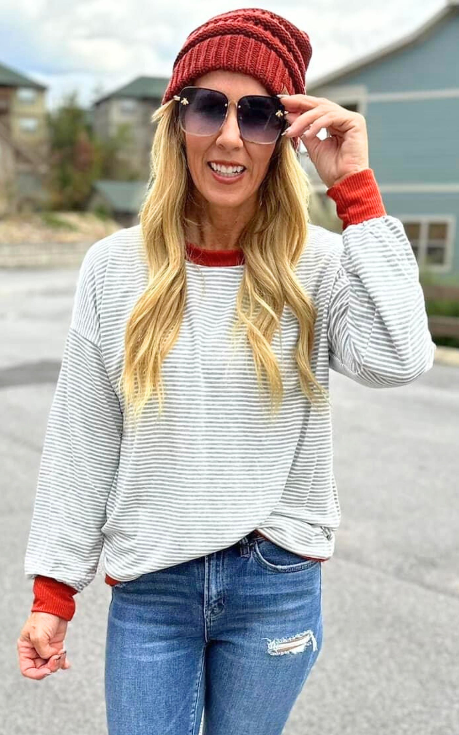 Appalachian Memories Striped Knit Top BAD HABIT BOUTIQUE