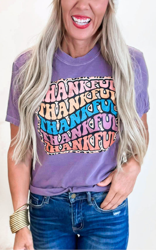 Super Thankful Fall Garment Dyed Graphic T-shirt - Final Sale