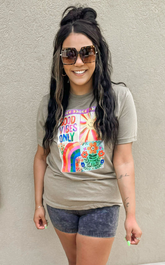 Good Vibes Only Olive Graphic T-shirt