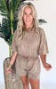Cocoa Short Sleeve Mineral Wash Short Romper - Final Sale