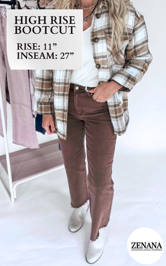 Mahogany Acid Wash High Waisted Bootcut Denim Jeans | Zenana - Final Sale