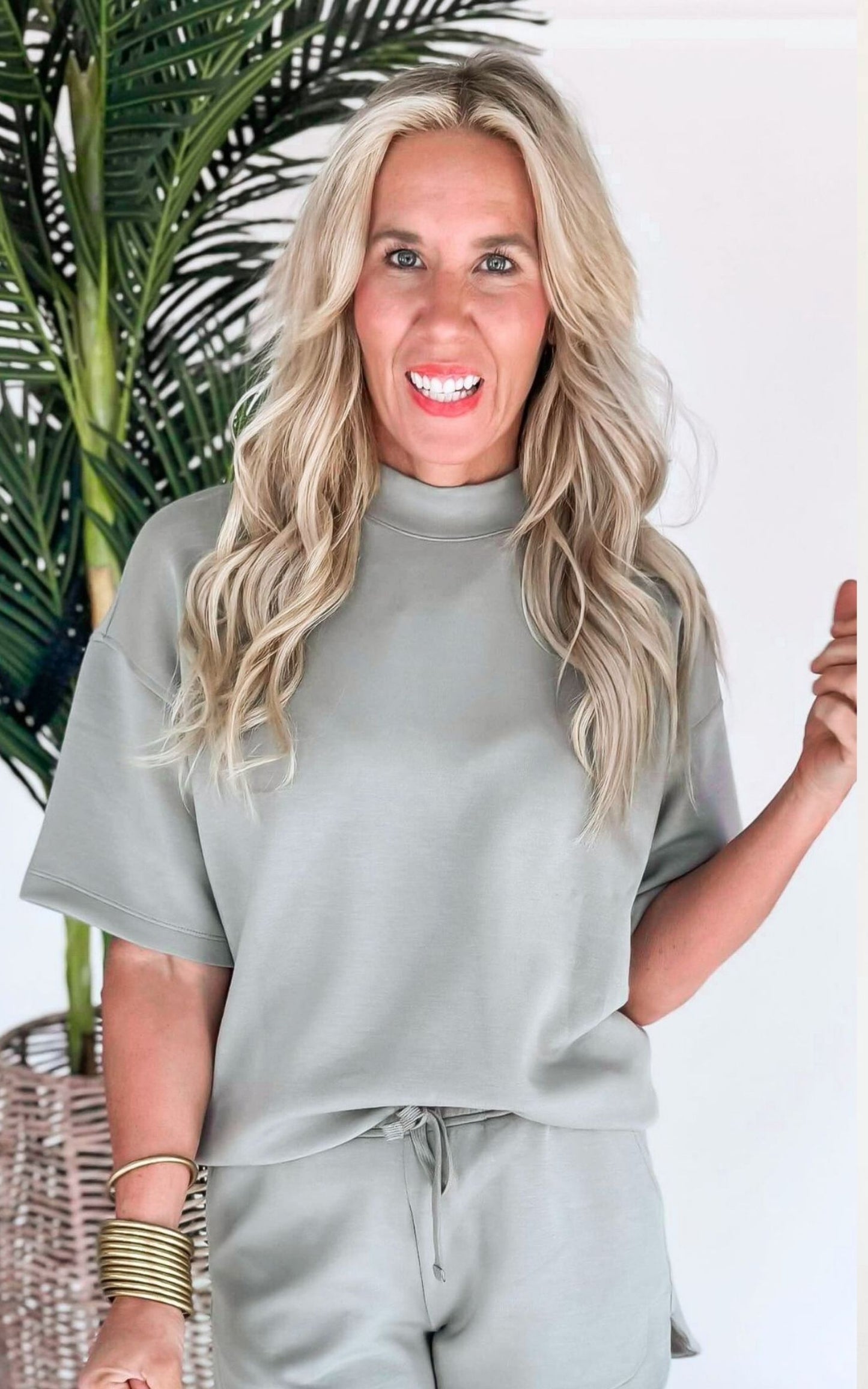 Summer Cool Mock Neck Short Sleeve Top - Final Sale