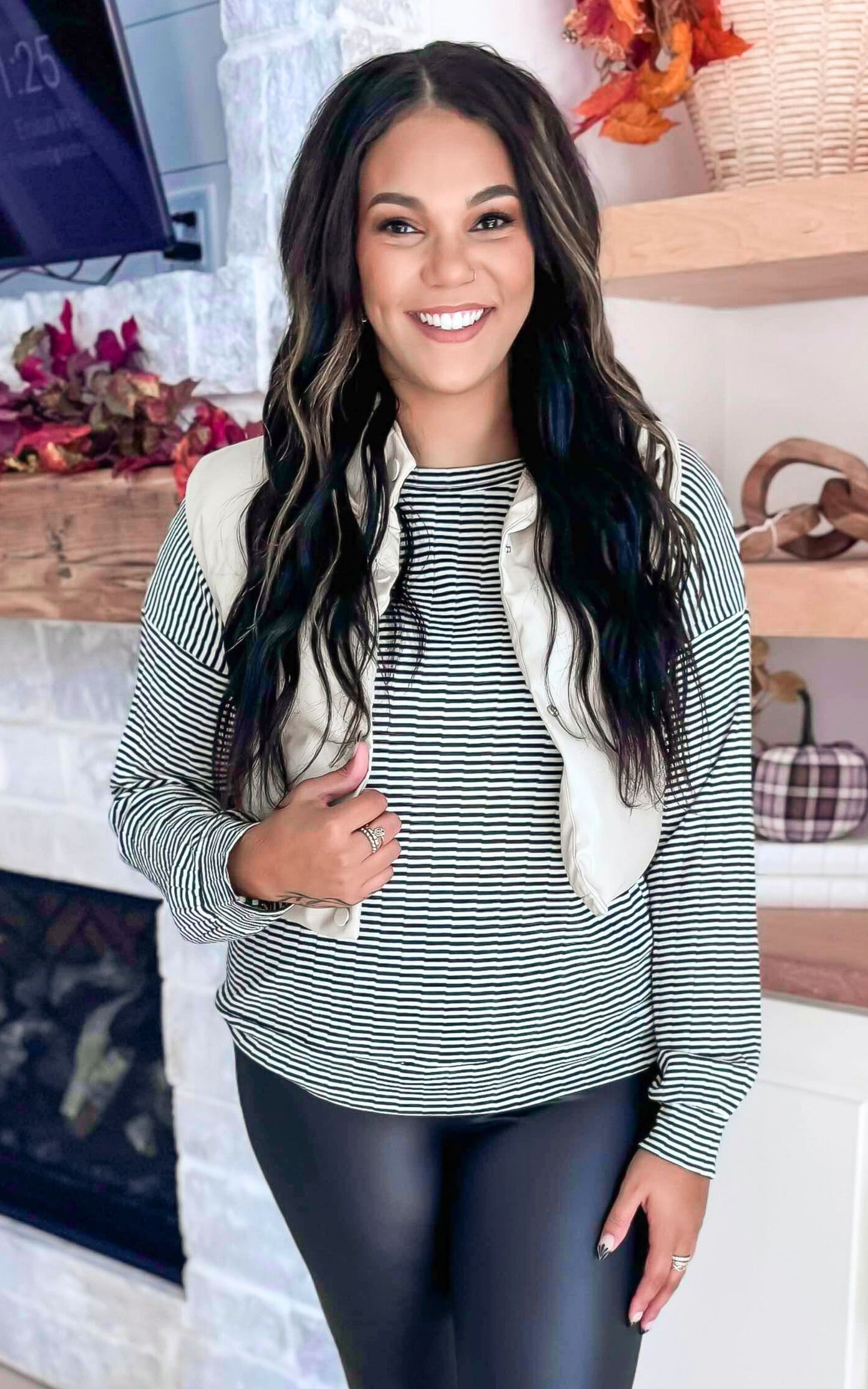 Keep You Warm Textured Stripe Long Sleeve Pullover Top - Final Sale**