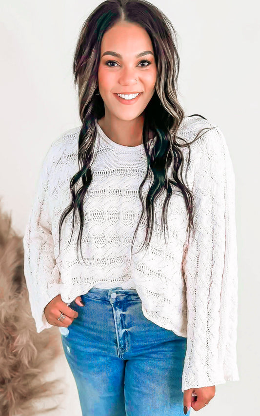 Twisted Cream Cable Oversized Sweater | POL - Final Sale