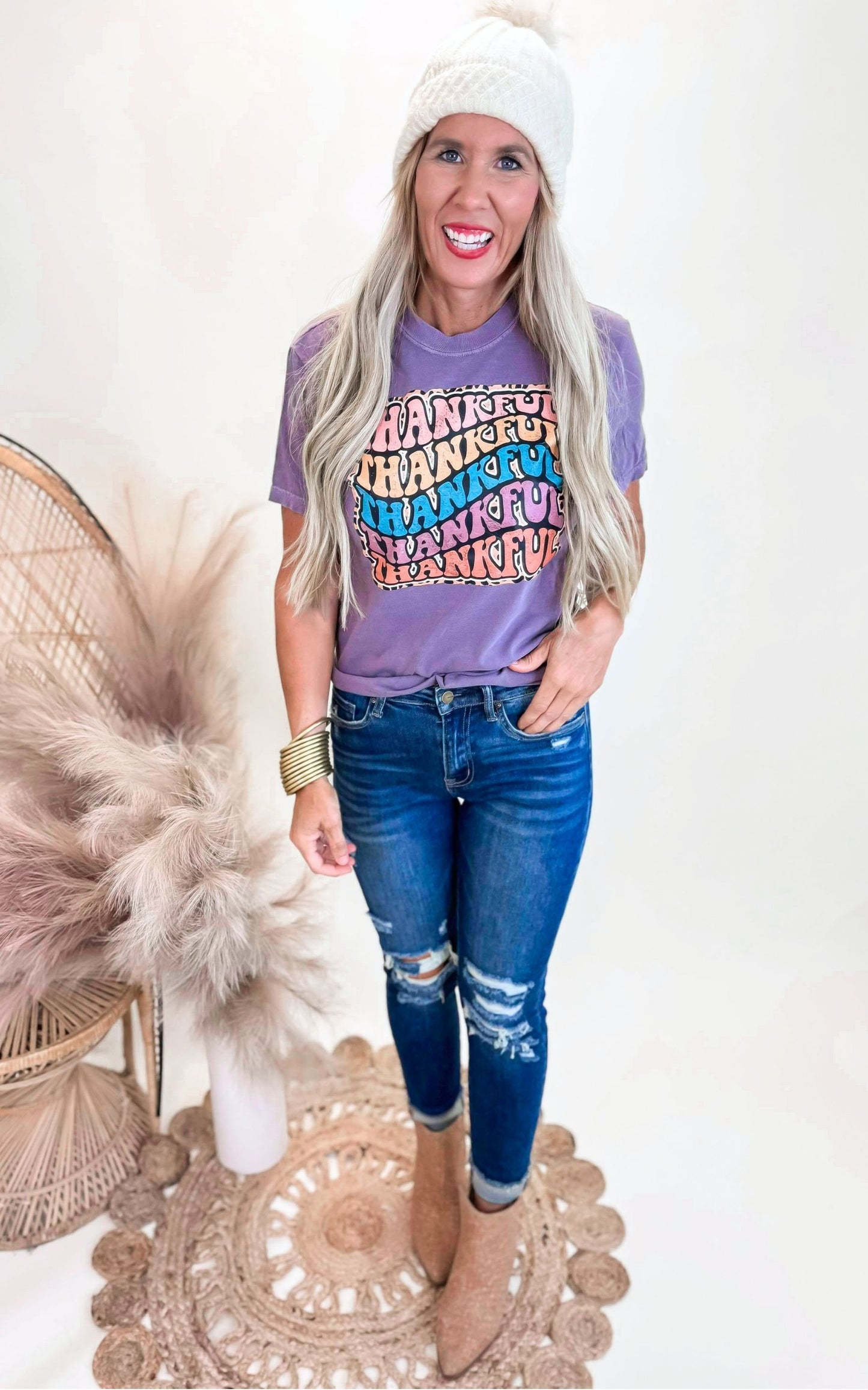 Super Thankful Fall Garment Dyed Graphic T-shirt - Final Sale