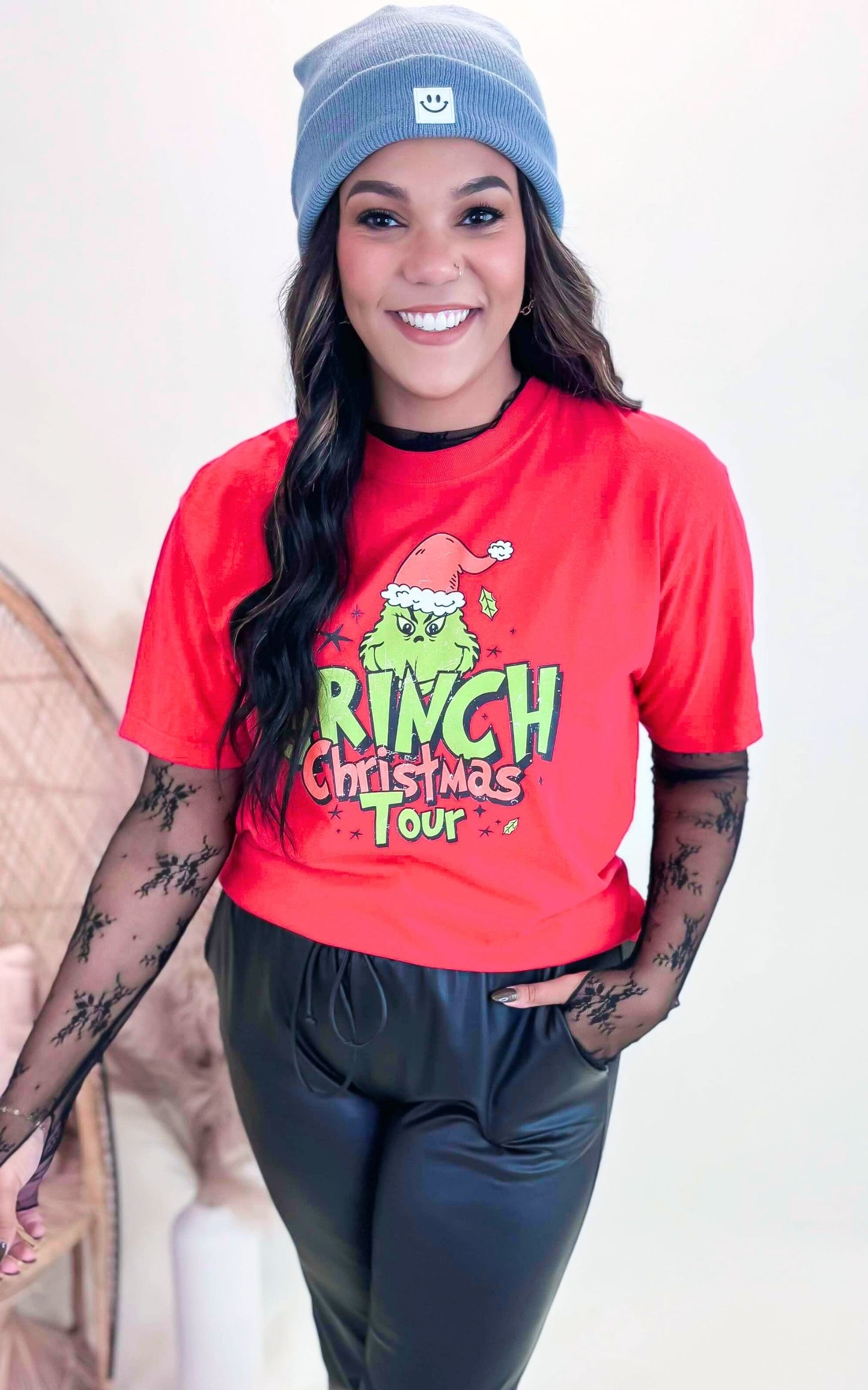Grinch Christmas Tour Garment Dyed Graphic T-shirt**