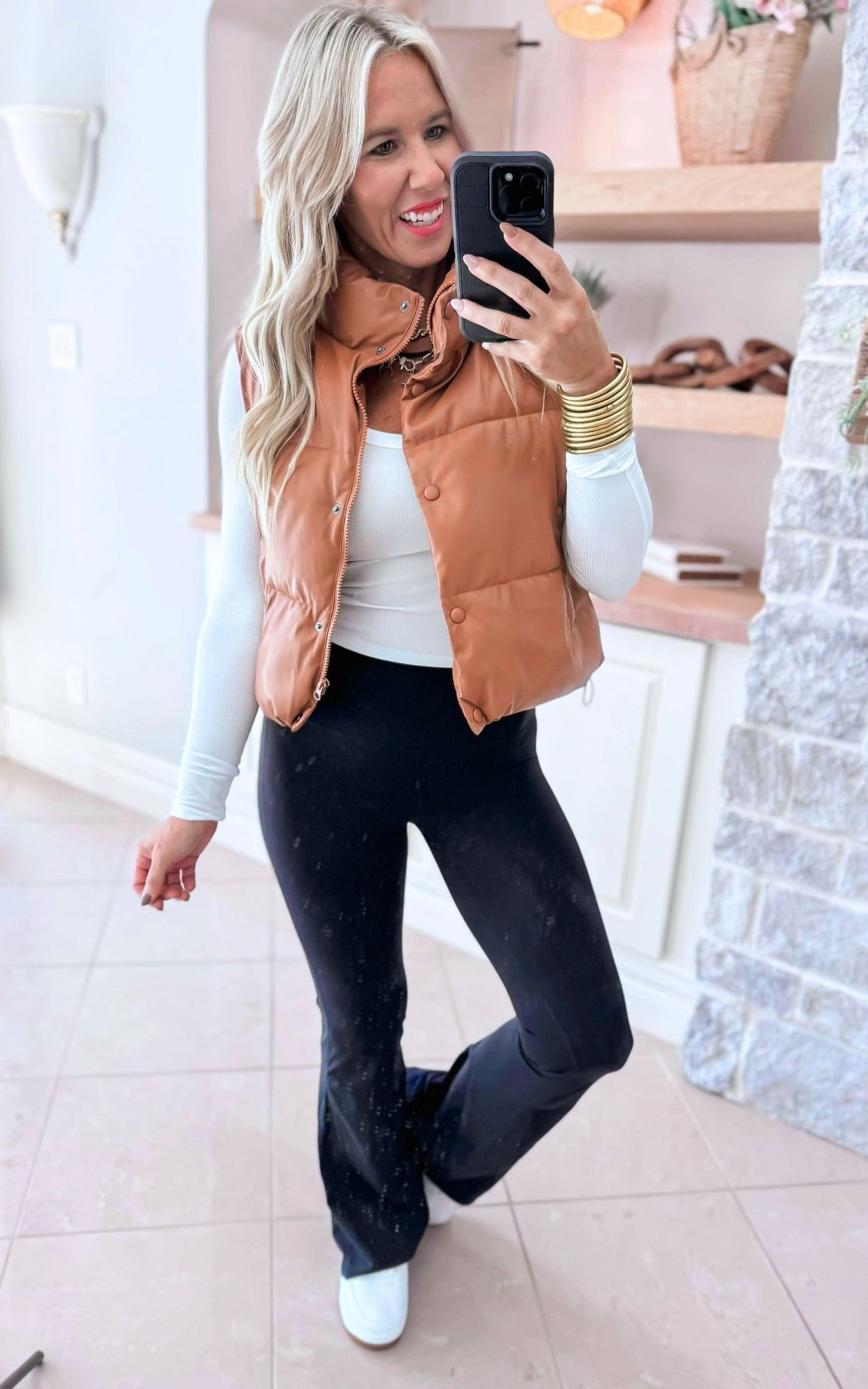 Mono B BRONZE Lycra-Blend Flare Leggings - Final Sale