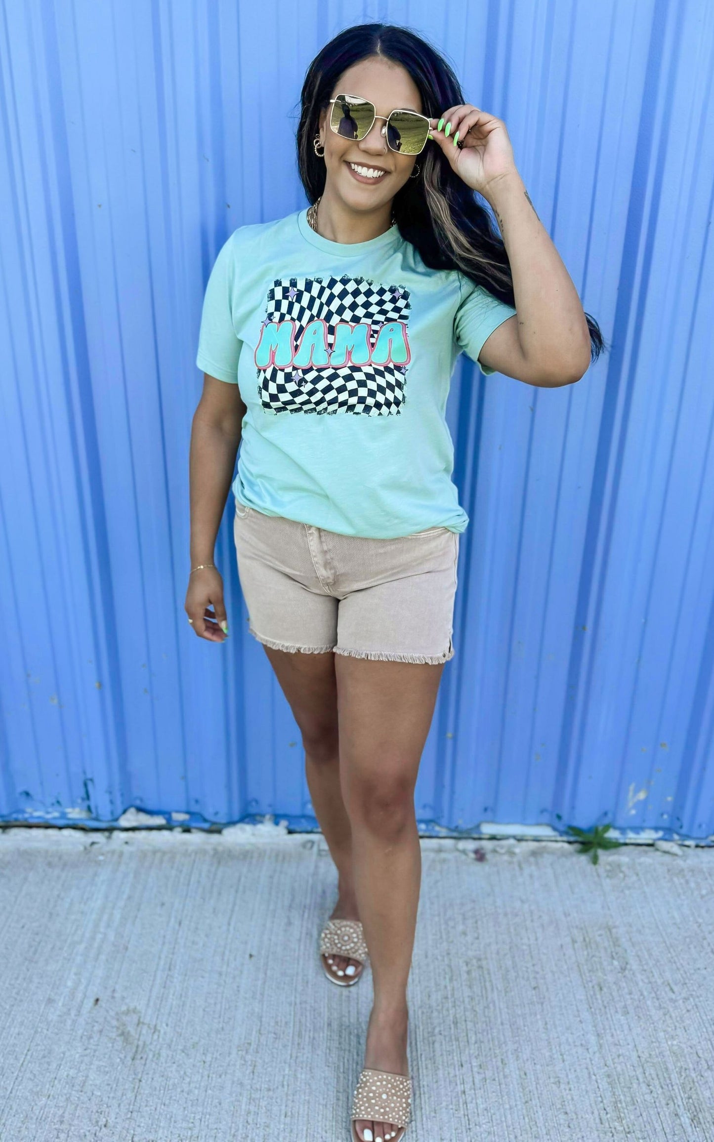 Checkered Mama Graphic T-shirt