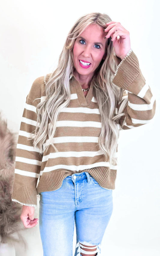 Stripe Pattern Knit Sweater - Final Sale