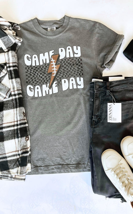 Lightning Football Game Day Garment Dyed Graphic T-shirt