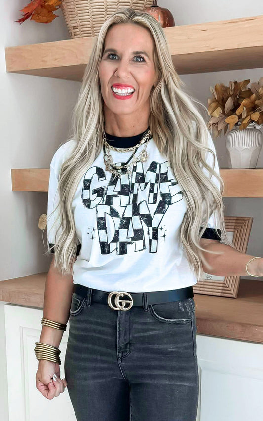 GameDay Checked Ringer Graphic T-shirt