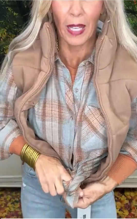 Caramel Oversized Flannel Shirt