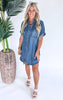 Short Sleeve Denim Shirt Dress