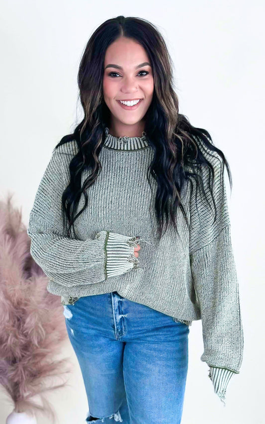 Vintage Washed Oversized Distressed Sweater | POL