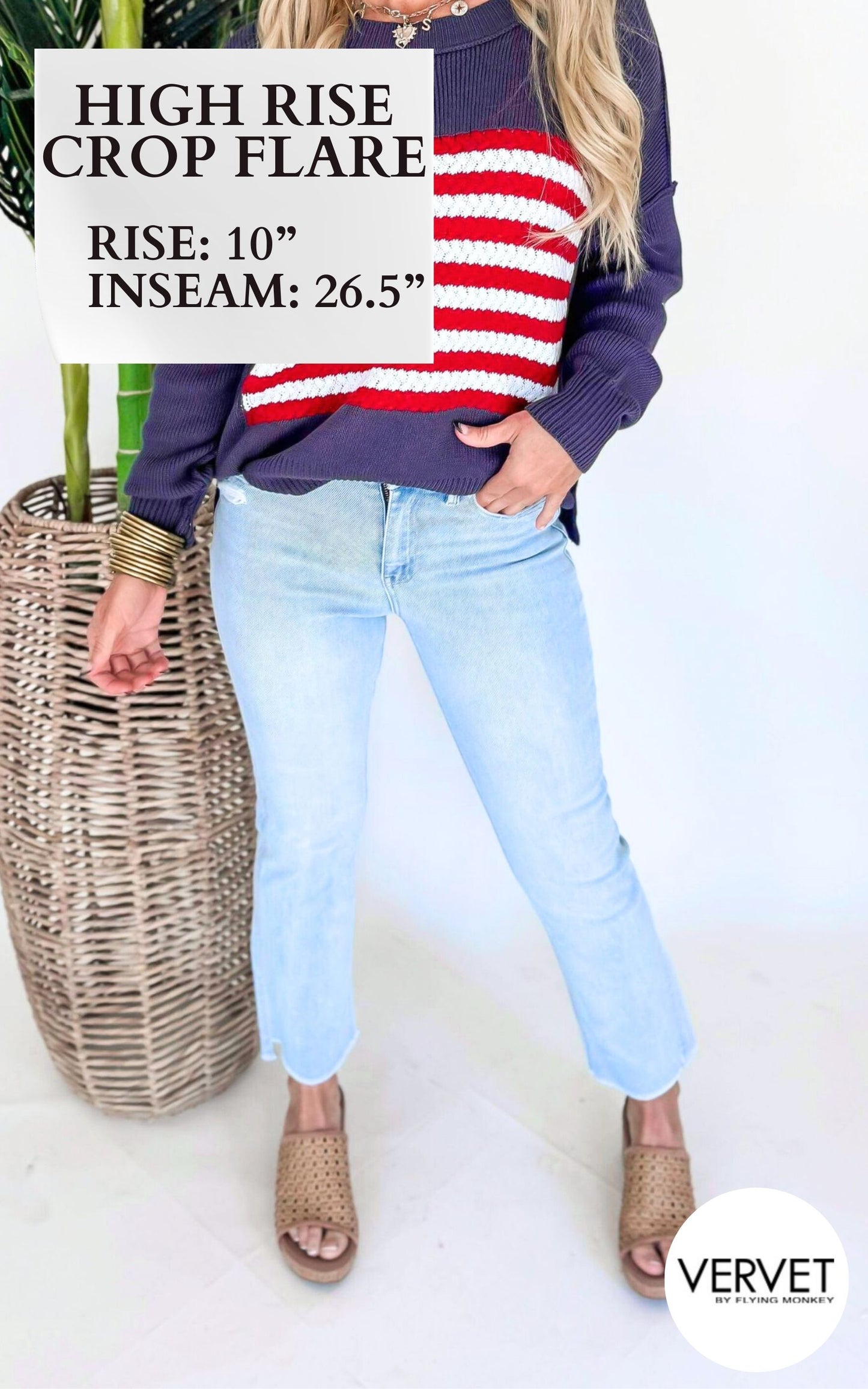 FLYING MONKEY | Parade High Rise Crop Flare Denim Jeans - Final Sale