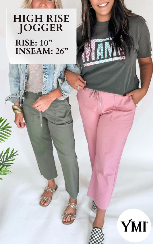 YMI's High Rise Cropped Straight Leg Jogger Pant - Final Sale