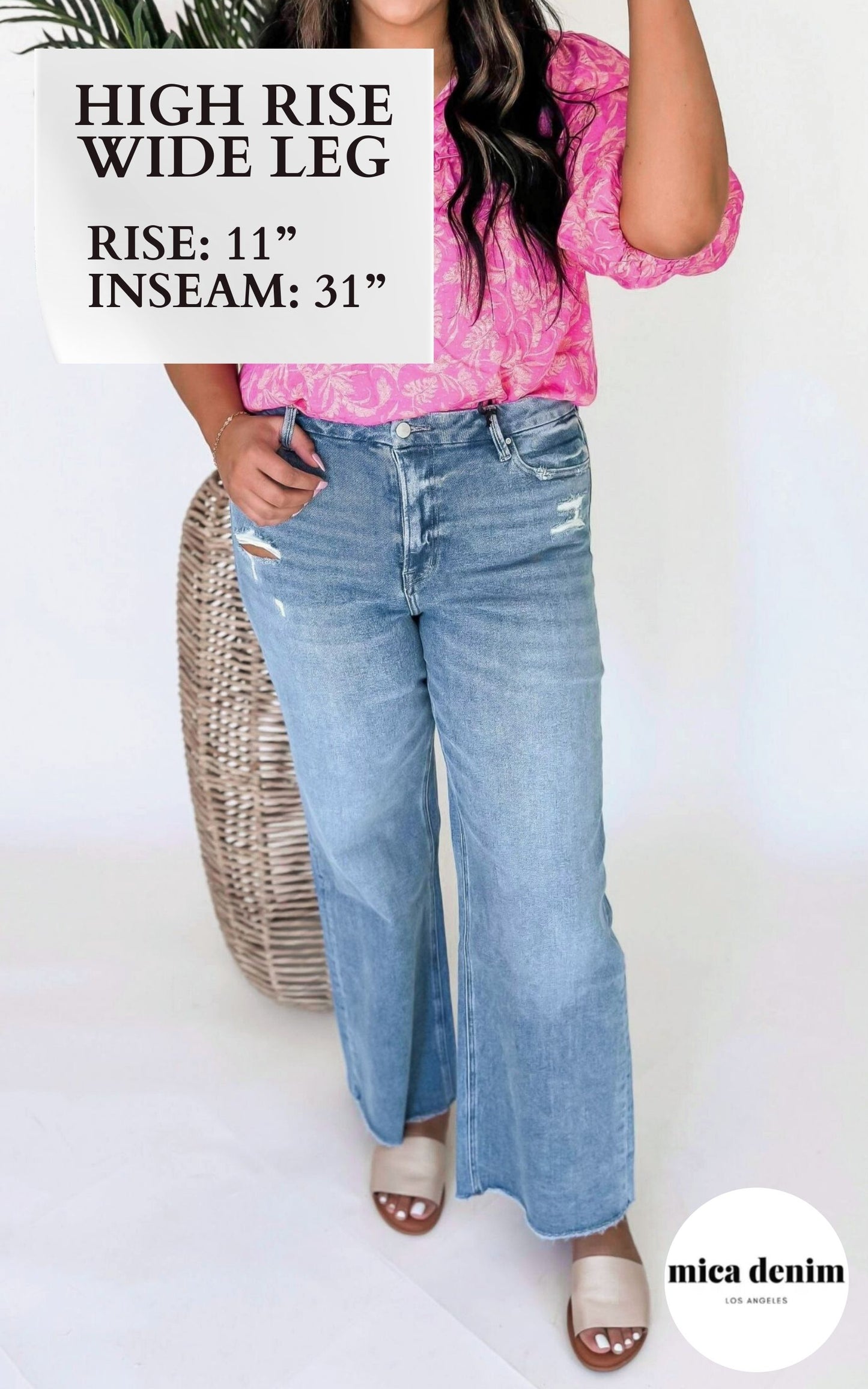 MICA | Stretch Super High Rise Wide Leg Denim Jeans - Final Sale