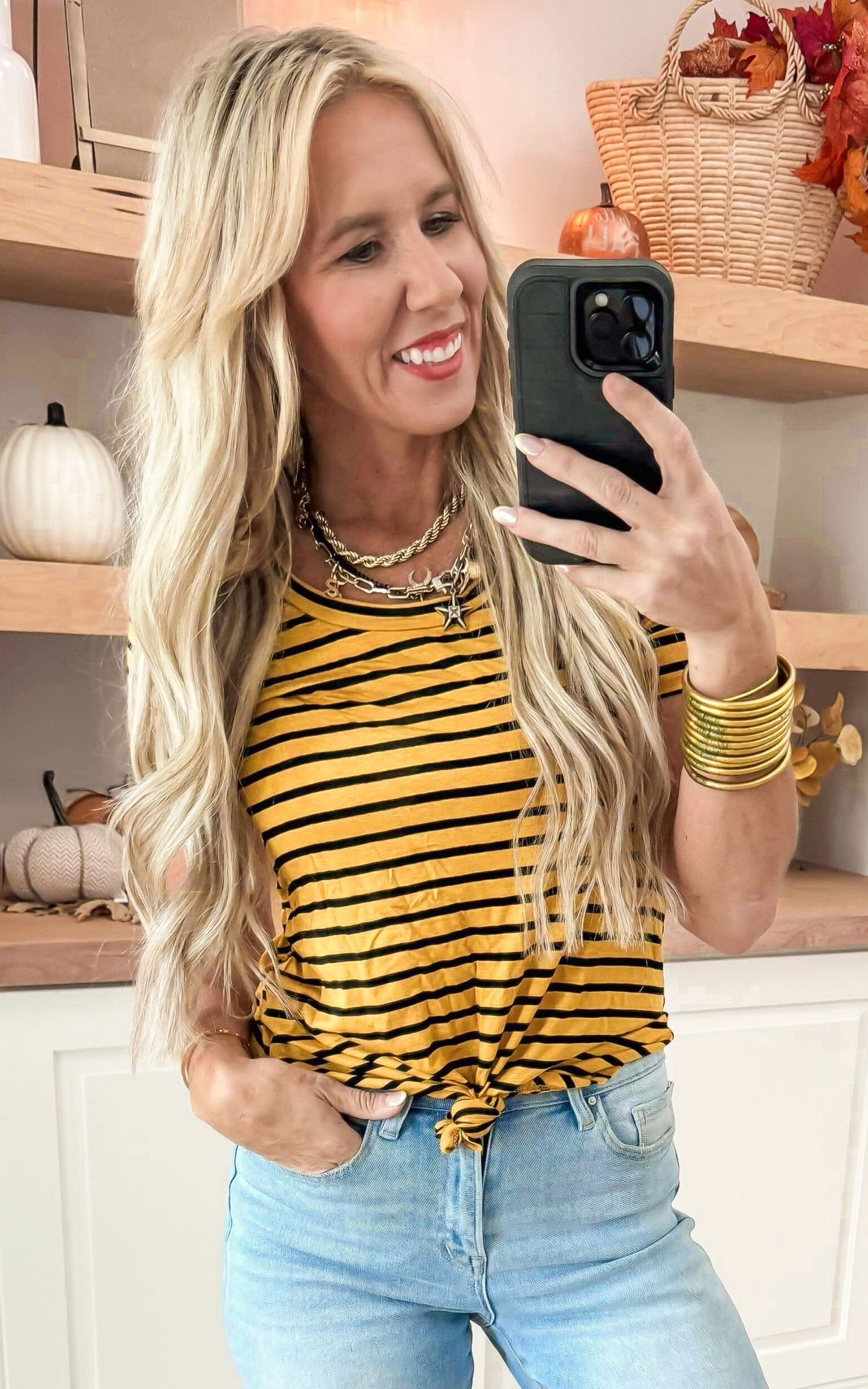 Striped Round Neck Short Sleeve Top - Final Sale**
