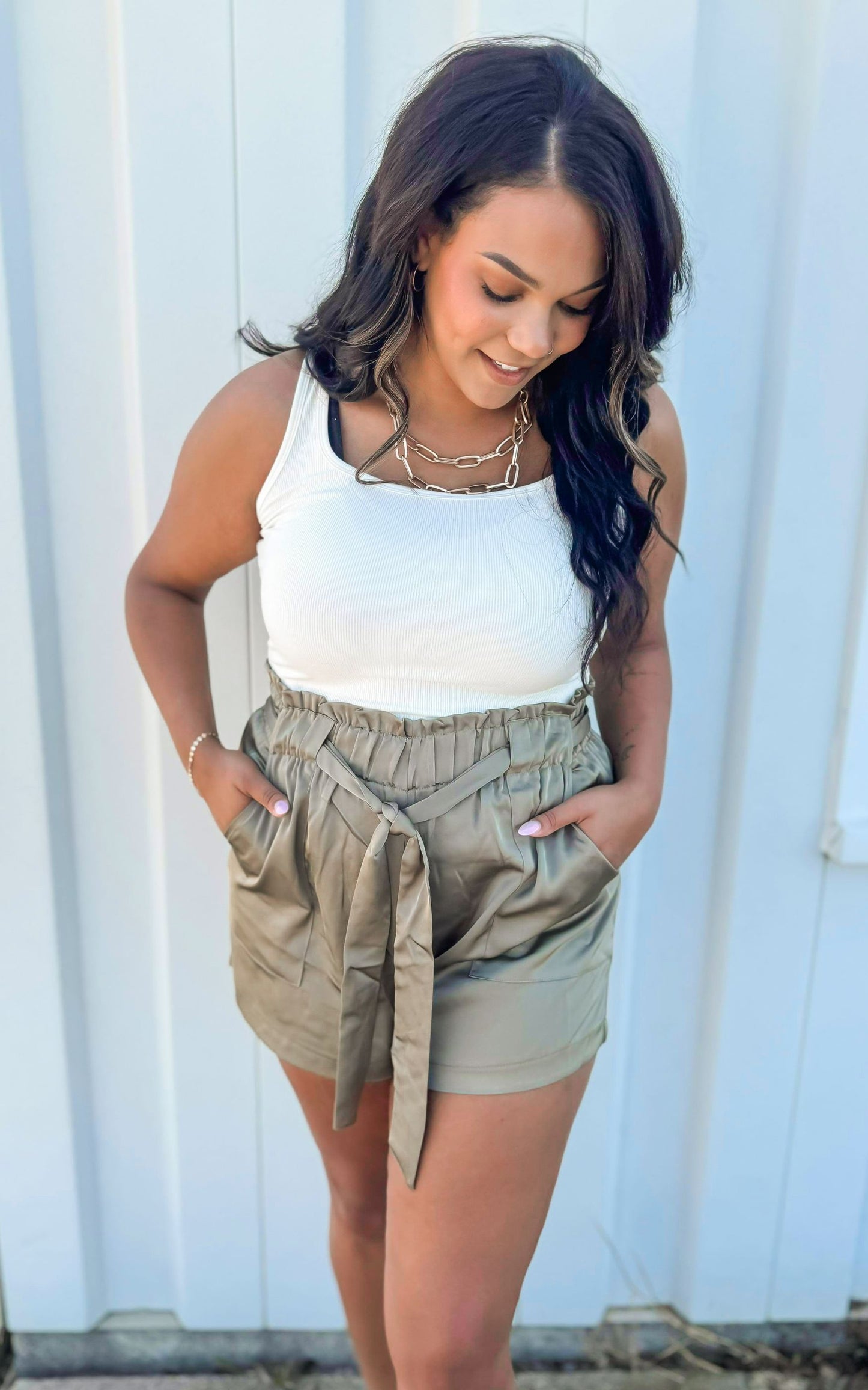 Feels Like Heaven Olive Paperbag Shorts - Final Sale
