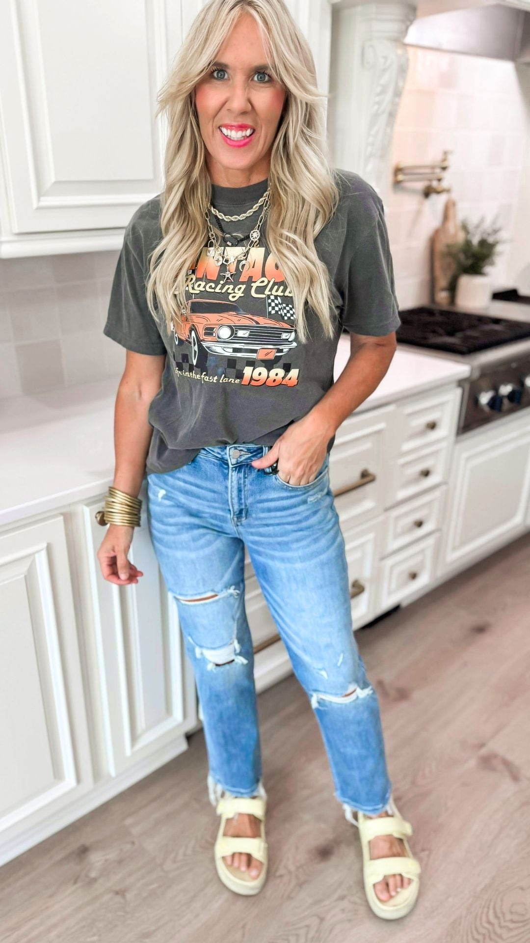 Vintage Racing Car Garment Dyed Graphic T-shirt