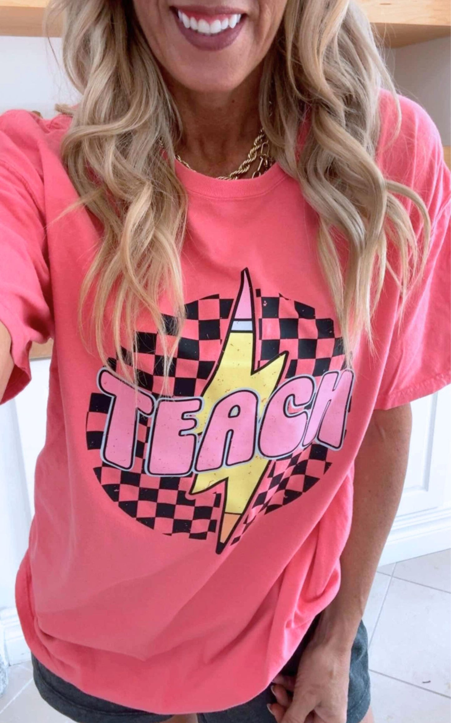 Teach Lightning Bolt Garment Dyed Graphic T-shirt