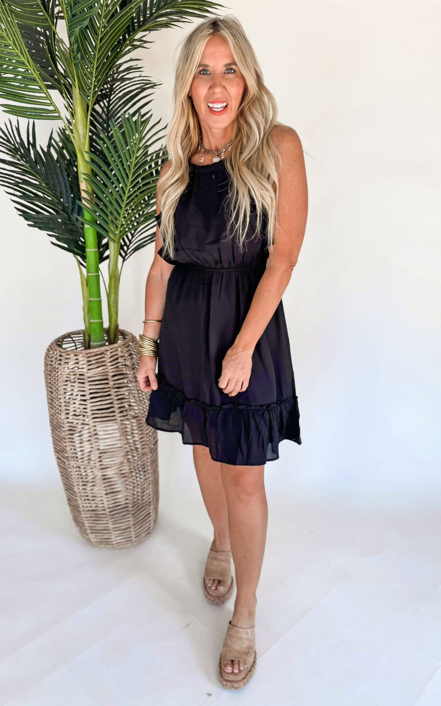 The Blake Ruffle Midi Dress - Black - Final Sale