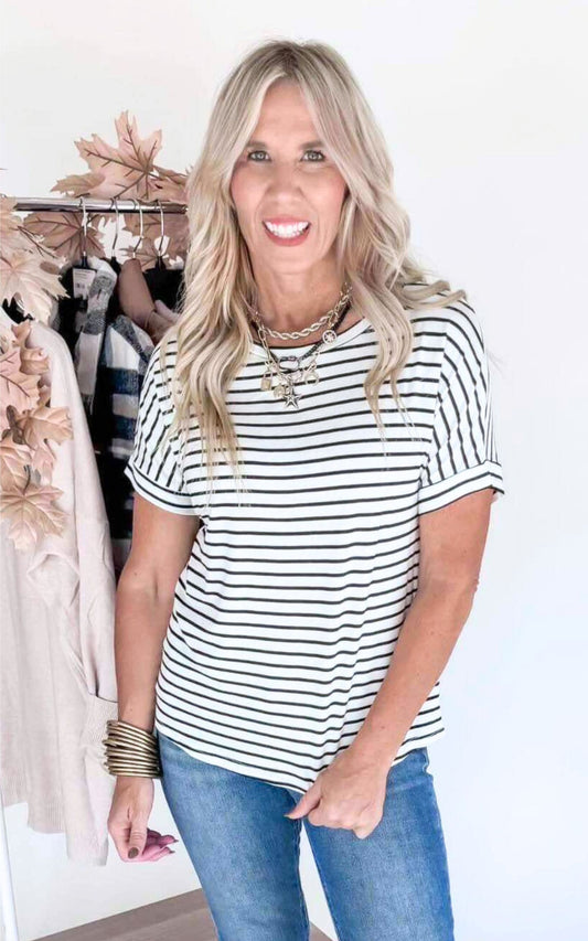 Not Your Boyfriend's Striped Short Sleeve Top - Final Sale**