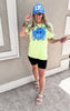 Neon Lemon Lake Bum Smiley Garment Dyed Graphic T-shirt