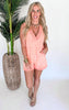 Light Orange Mineral Wash  Romper - Final Sale