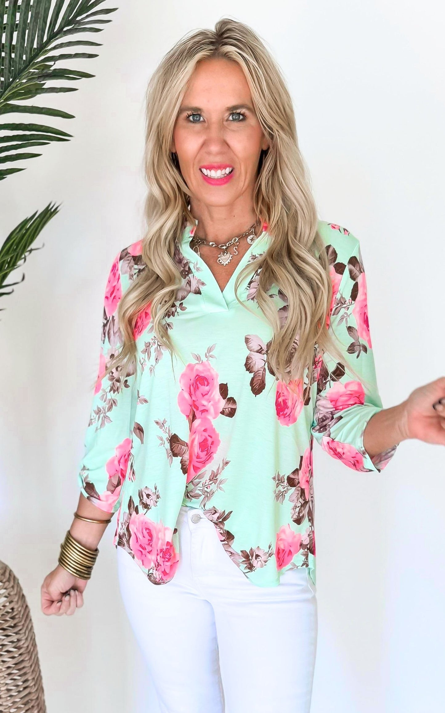 The Lizzy Charming Roses Floral Blouse Top - Final Sale