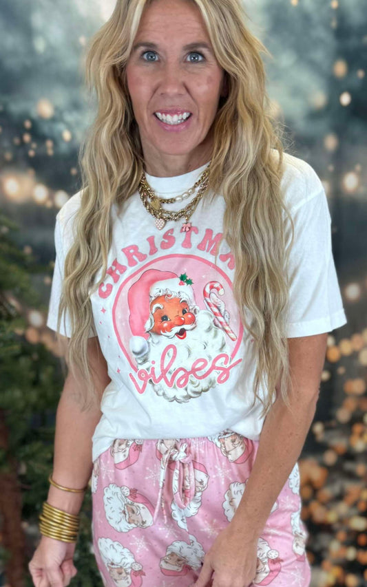 Christmas Vibes Holiday Garment Dyed Graphic T-shirt