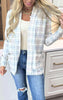 Forever Favorite Plaid Cardigan in Ivory Mocha Blue #1 | Salty Wave * - Final Sale
