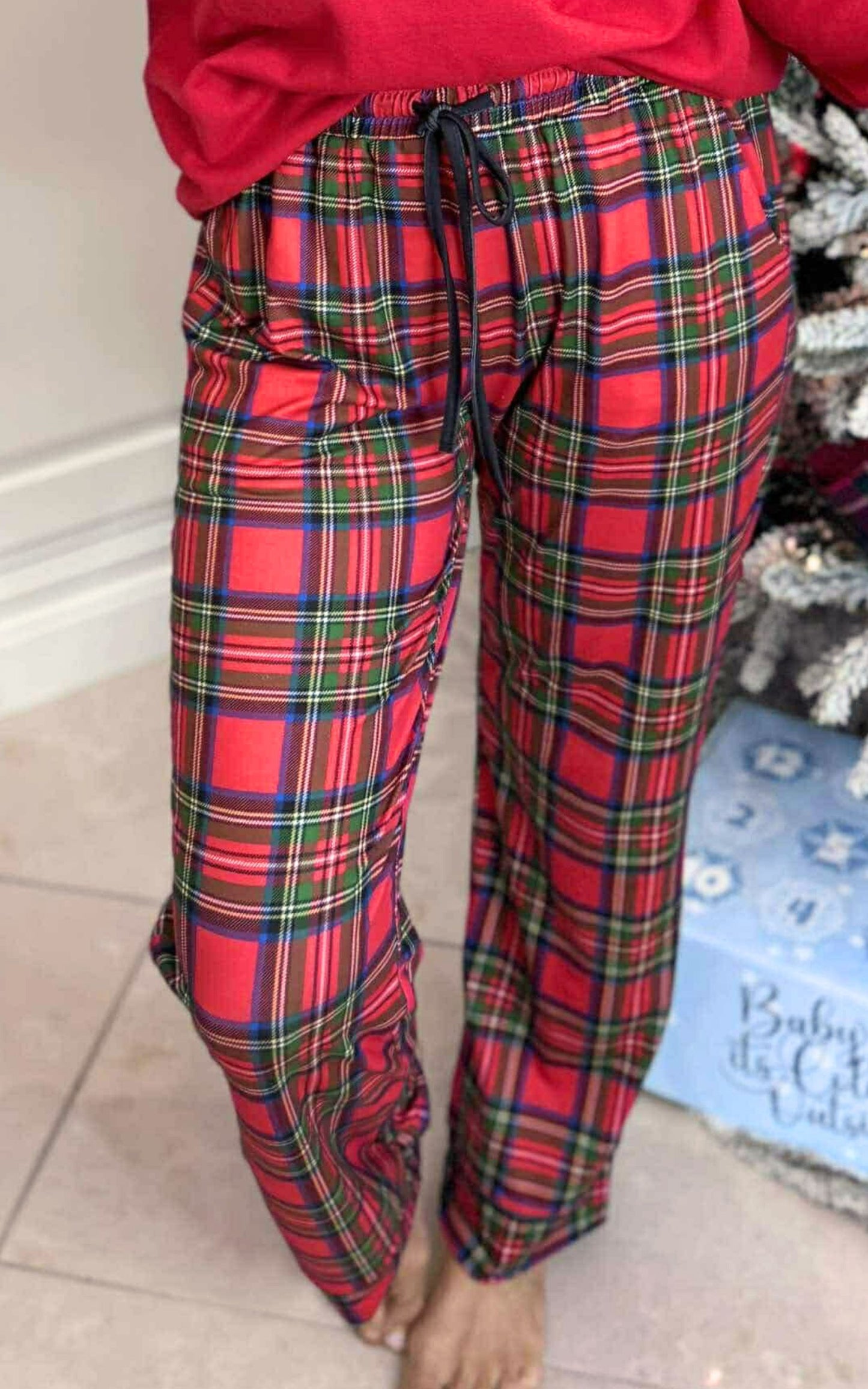 Red Tartan Classic Pajama Pant Set by Salty Wave (TOP & BOTTOM) *