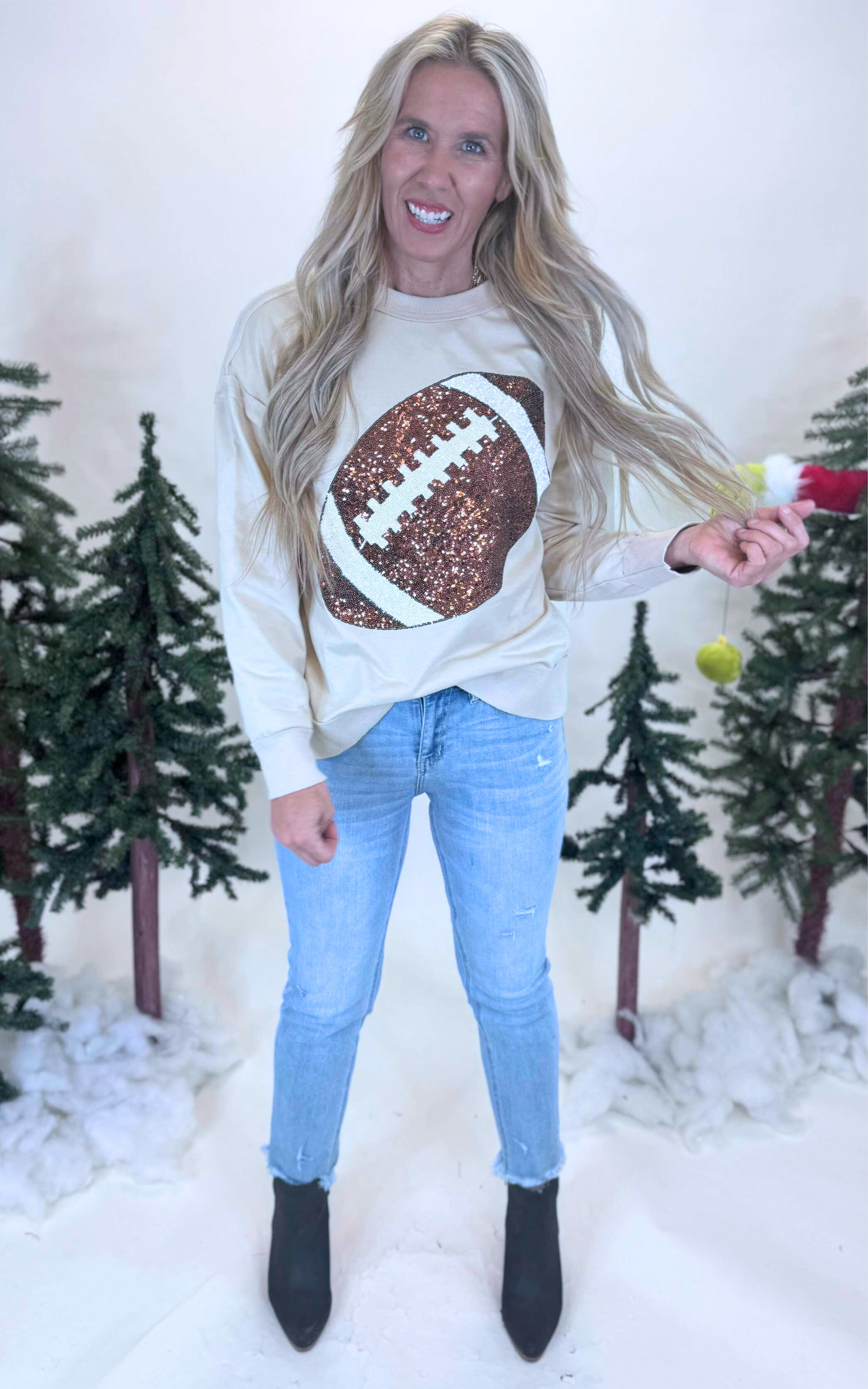 Sequin Football Long Sleeve Top** - Final Sale
