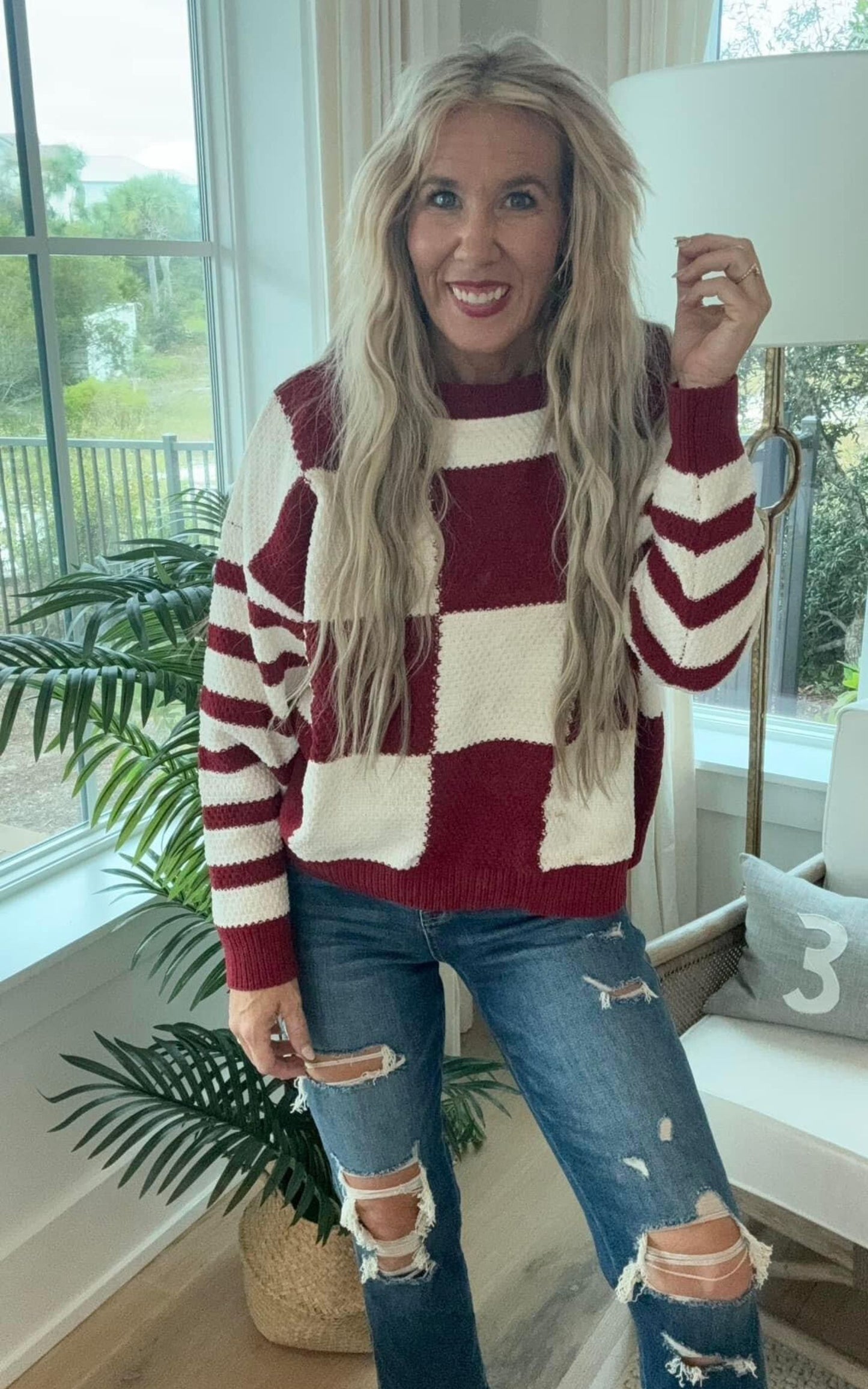 Checkmate Stripes Sweater| Salty Wave (3 COLORS)