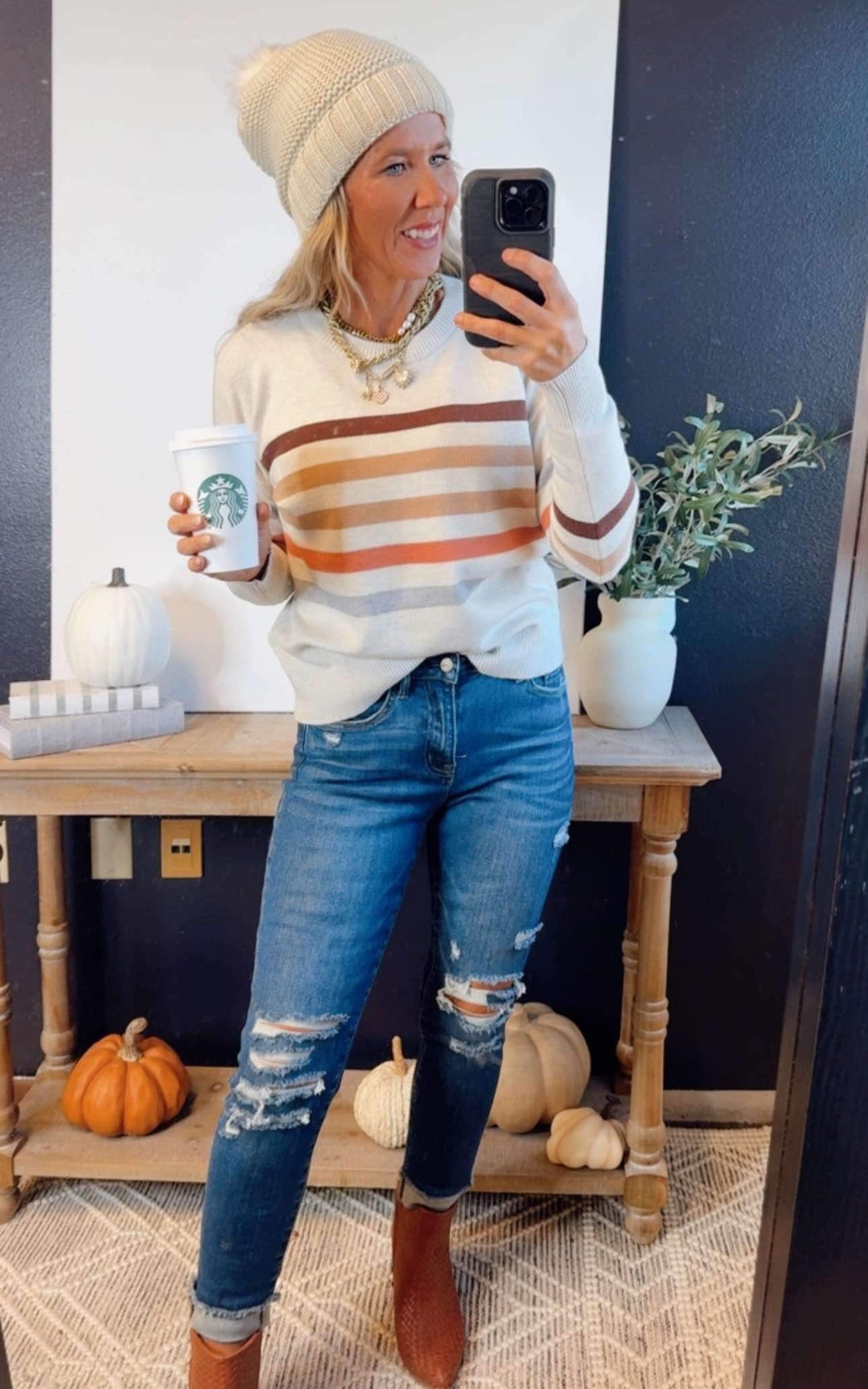 Multi-Color Stripe Sweater Top