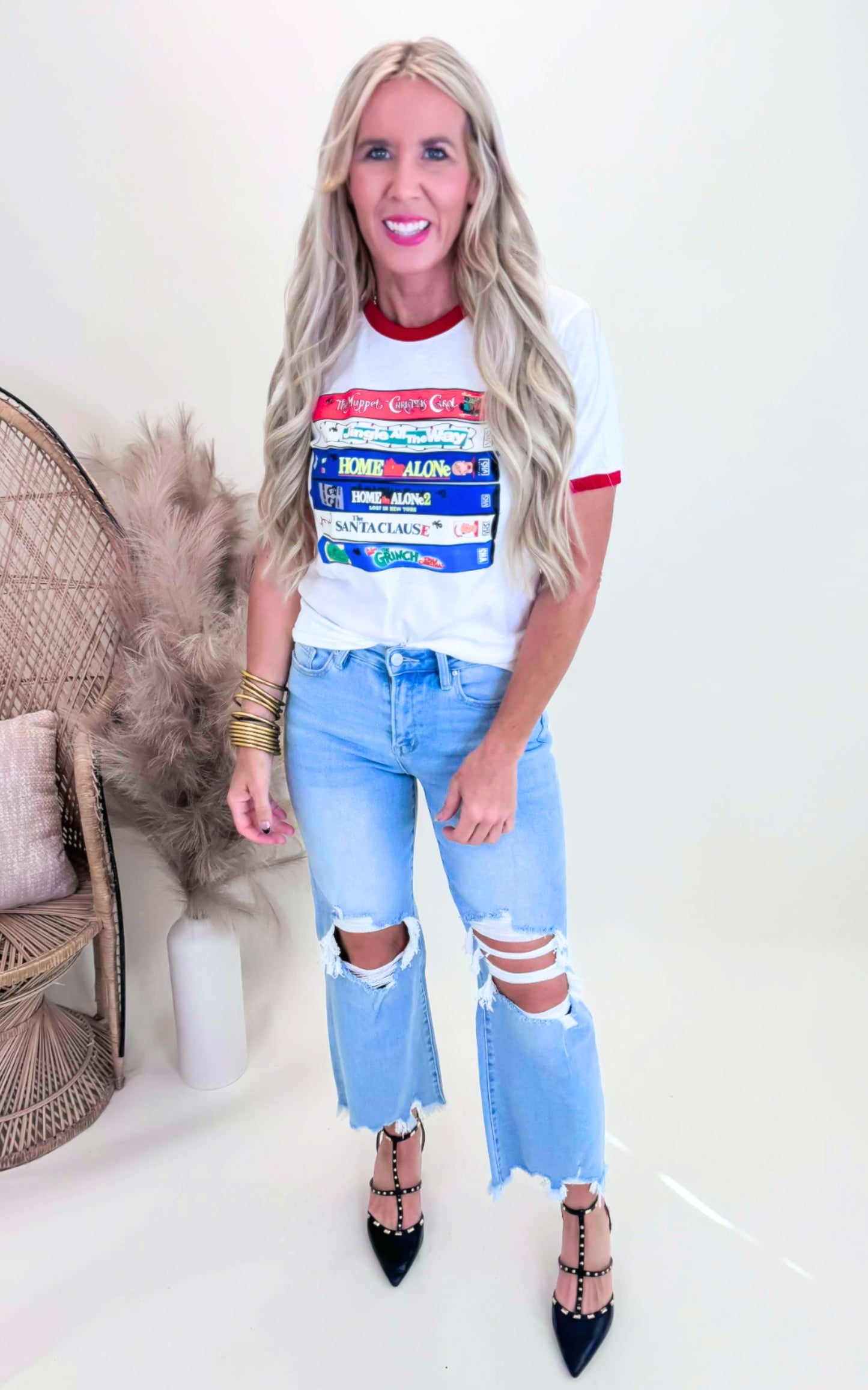 Christmas Movie Marathon Ringer Graphic T-shirt