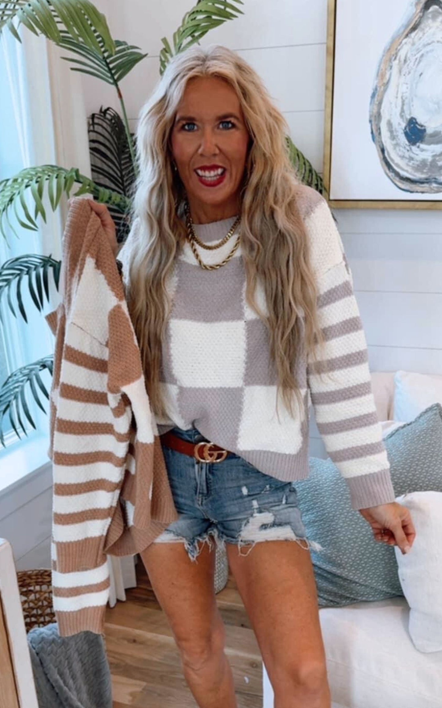 Checkmate Stripes Sweater| Salty Wave (3 COLORS)