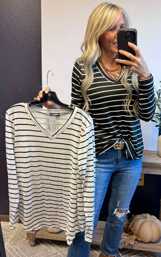 Just Me & My Stripes Long Sleeve Top - Final Sale**