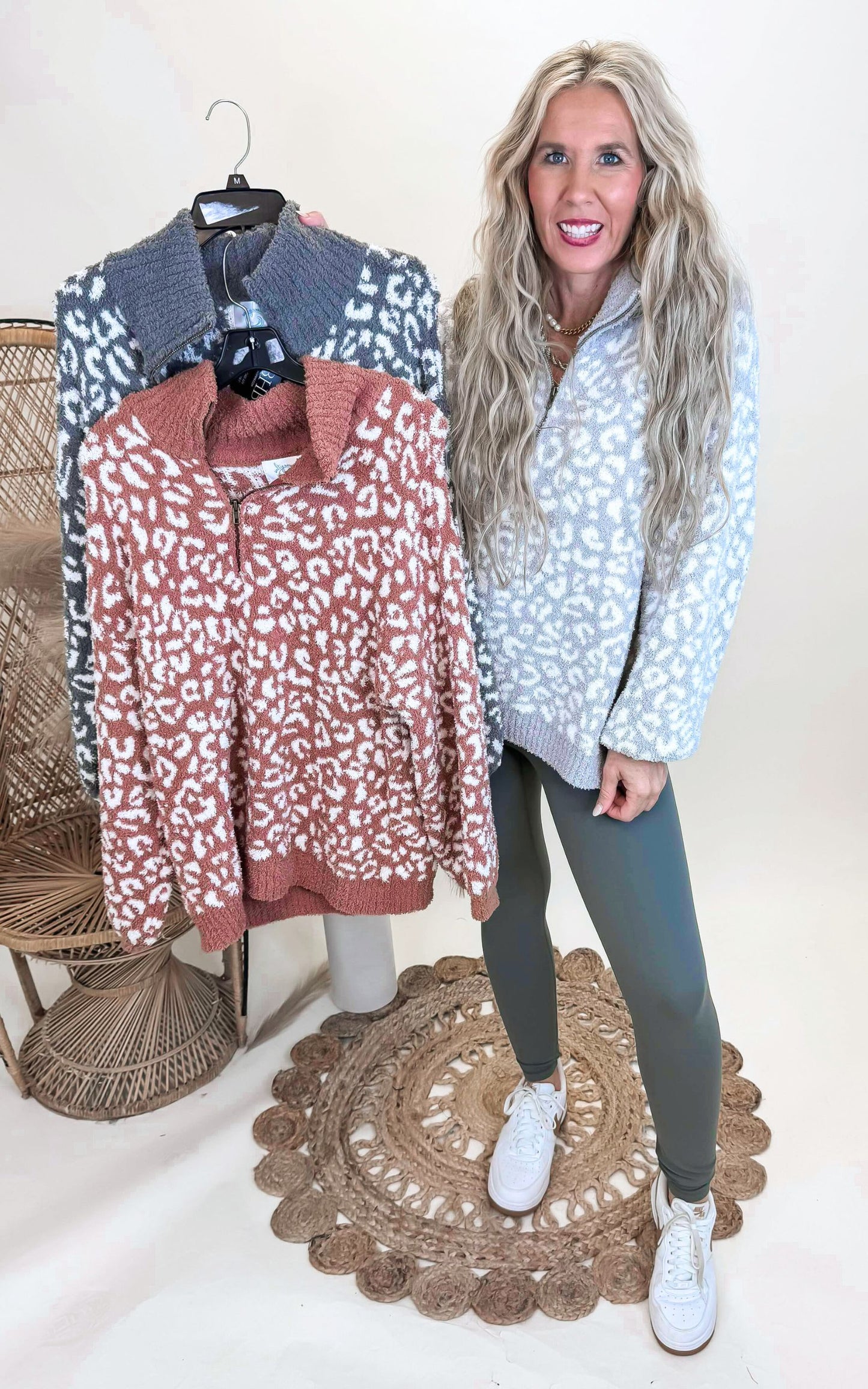 Cheetah 1/2 Mock Neck Dreamer Pullover | Salty Wave (3 COLORS)