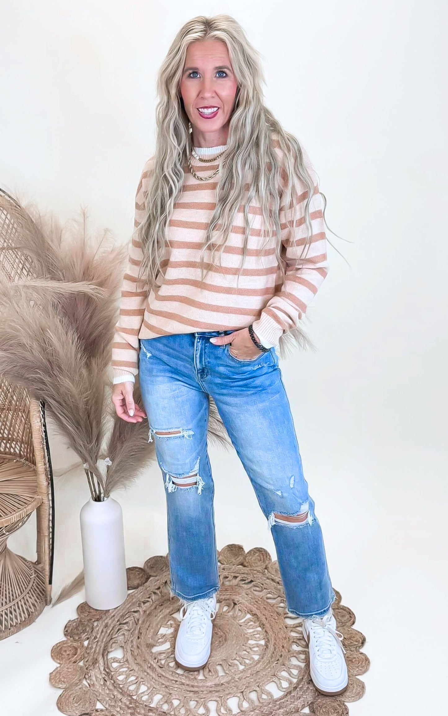 Golden Stripe Sweater** - Final Sale