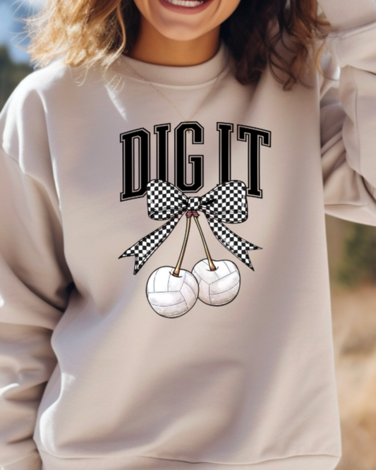 Dig It Volleyball Style Sand Crewneck Graphic Sweatshirt