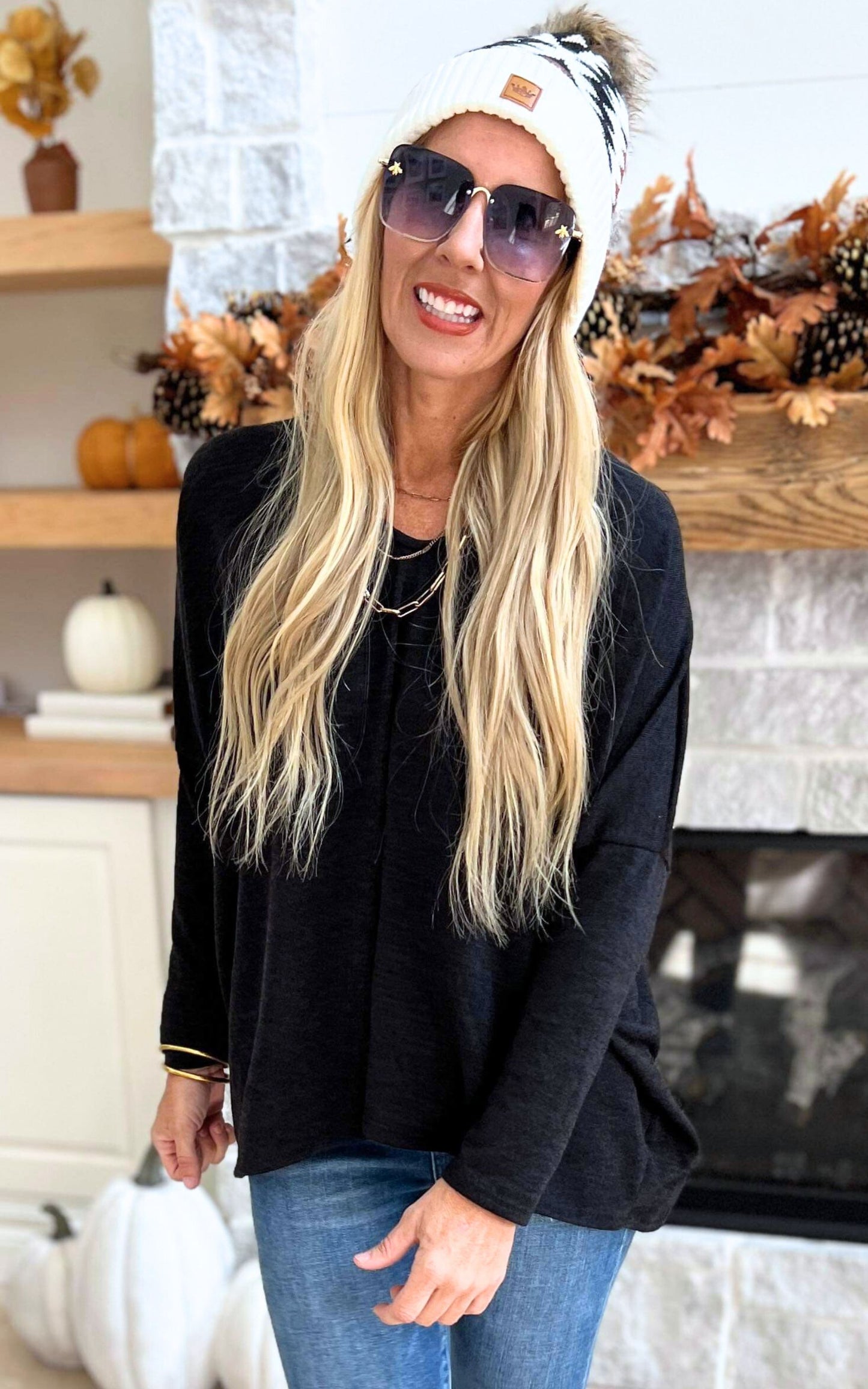 V-Neck Drop Shoulder Top - Final Sale