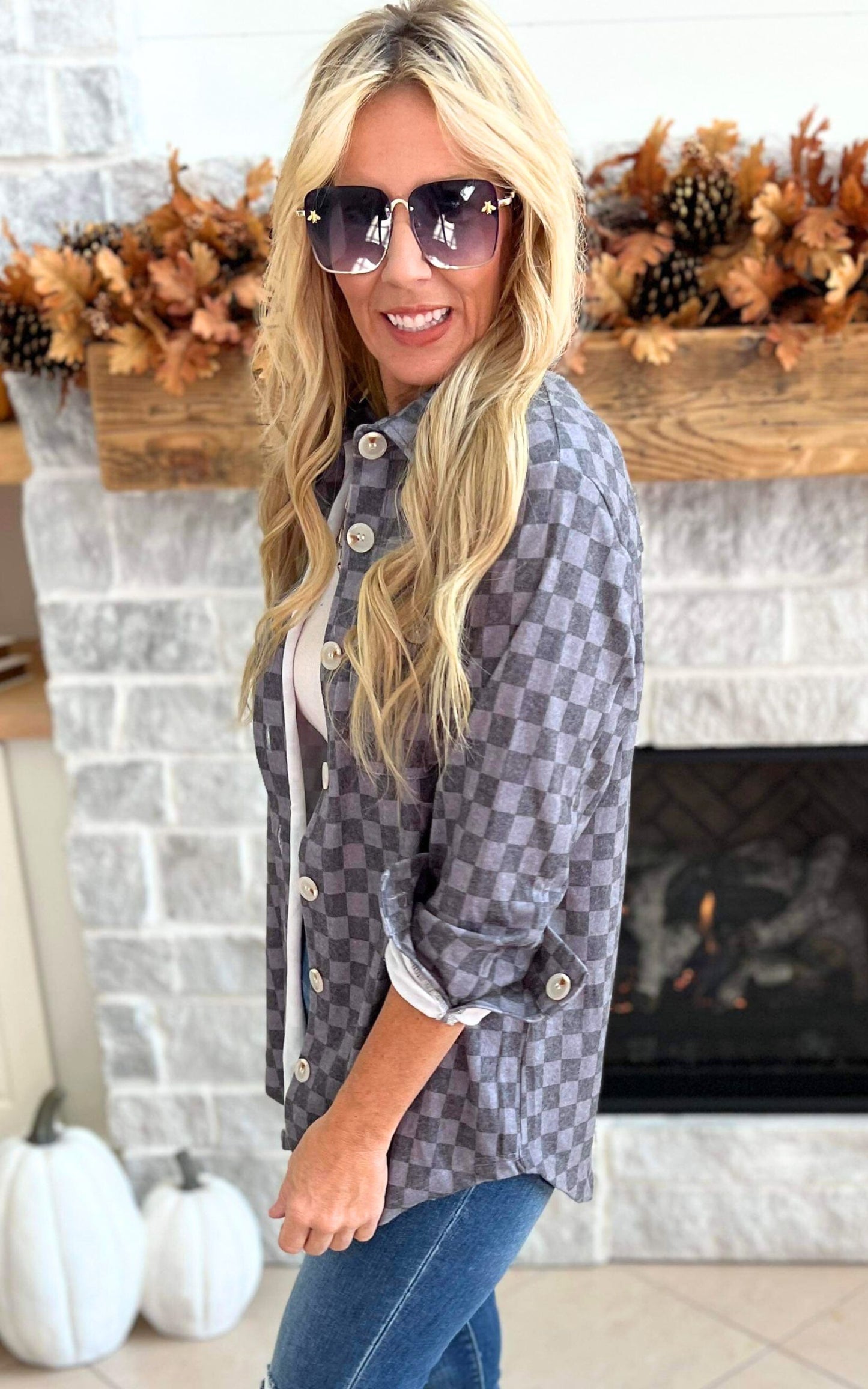All the Cozy Checkered Charcoal Shacket by Salty Wave **DEAL