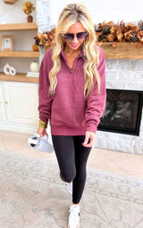The Meredith Heather Long Sleeve Half Zip Pullover - Part 2 - Final Sale