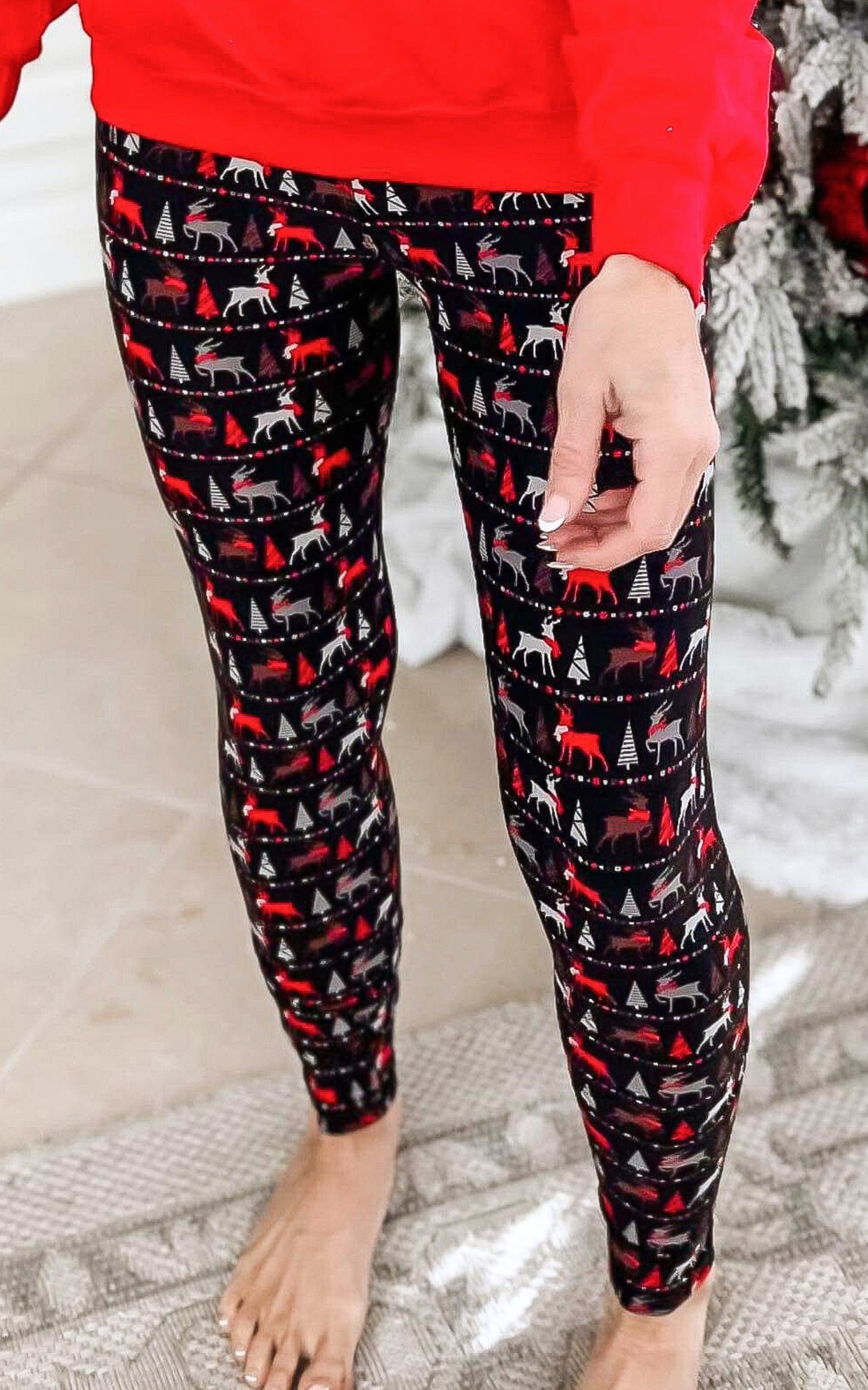 Reindeer Holiday Buttery Soft Leggings - Final Sale
