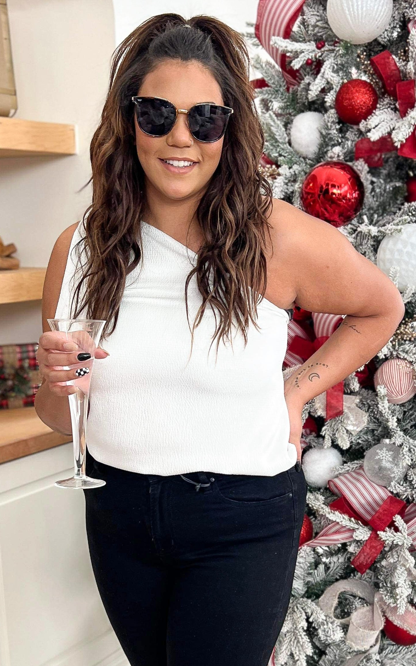 The Addison White Satin One Shoulder Top - Final Sale