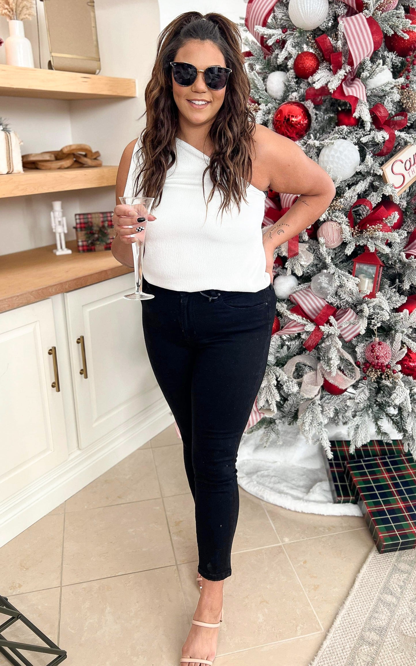 The Addison White Satin One Shoulder Top - Final Sale